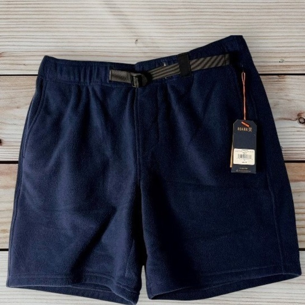 Roark Revival Mens Fleece Shorts Navy Blue Integrated Belt RS318 Size M NWT